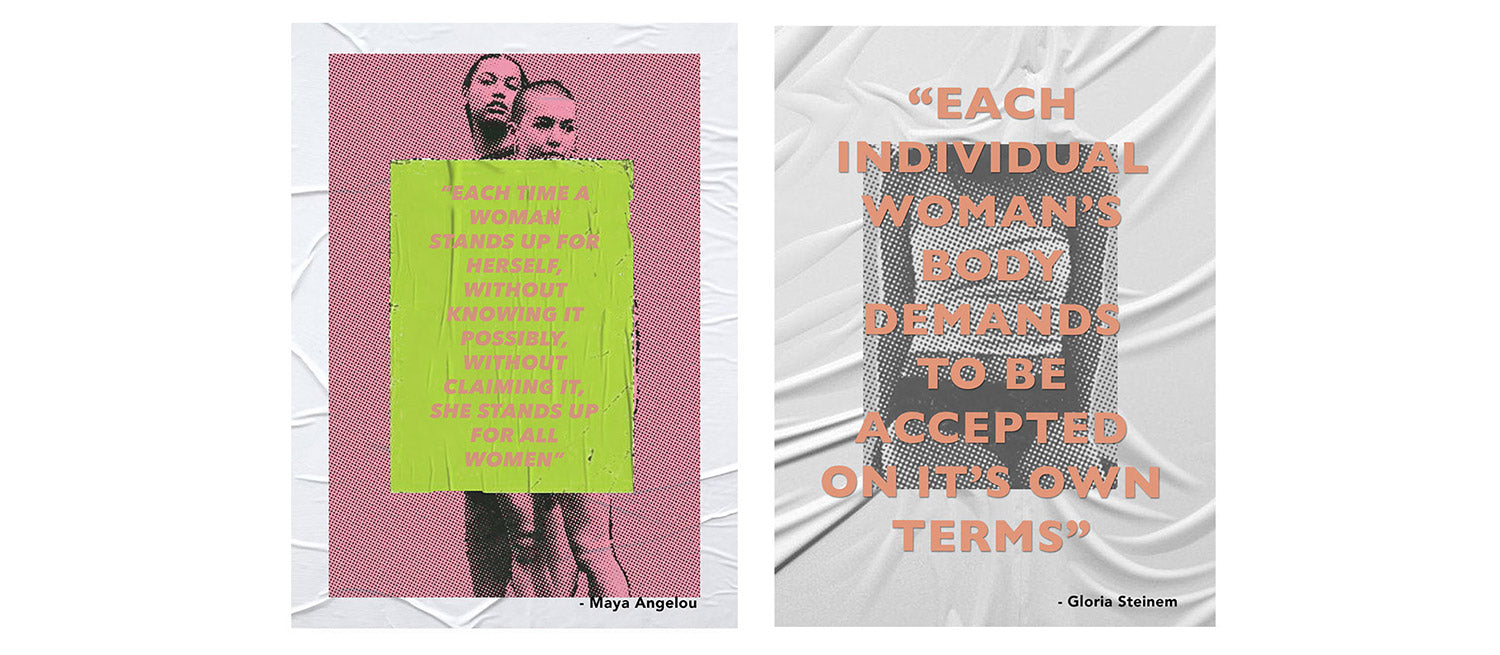Feminist inspirational quotes by strong women pop art collages Maya Angelou and Gloria Steinem