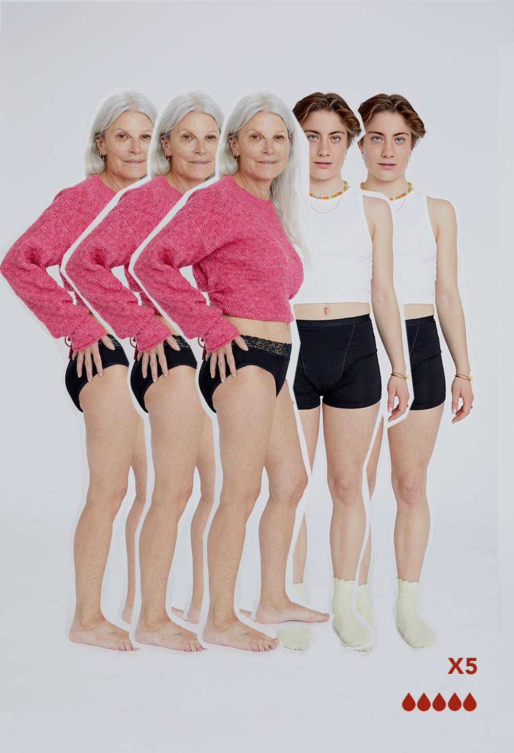 Maya Mid Brief & Ruth Boy Short Black 5 Pack
